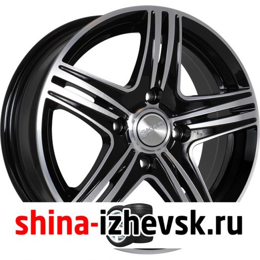 Колесный диск СКАД City 6xR15 5×112 ET47 DIA57.1 черный глянцевый с полированной лицевой поверхностью в Ижевске